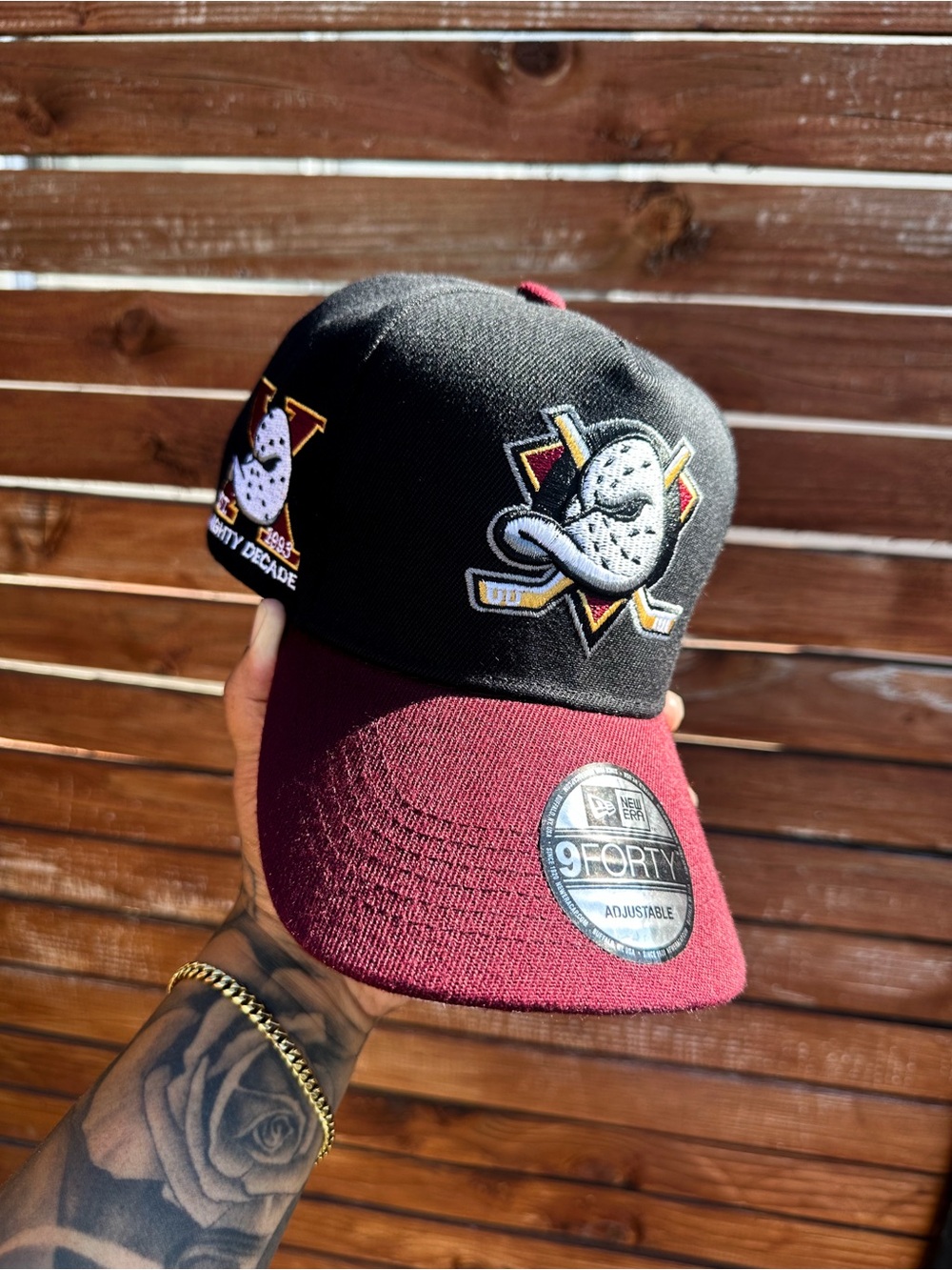New Era Black and Burgundy Anaheim Ducks 9FORTY Adjustable Hat